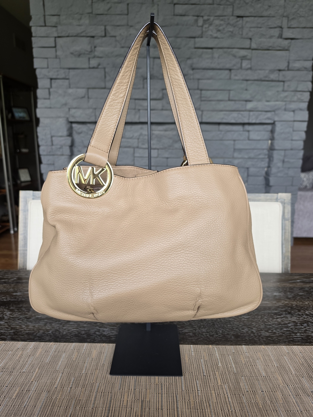 Michael Kors Tan Pebble Leather Hobo Handbag
